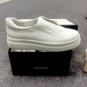 J-Slide Sneakers - Noel white leather slides new in box never worn- size 8